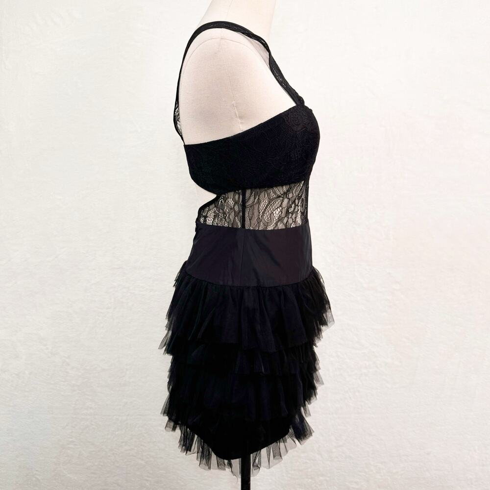 BCBGeneration Lace & Tulle Dress Black Mini Cocktail Party LBD Whimsigoth Size 6 - Picture 6 of 15